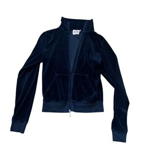 90s Vintage Velour Black Velvet Juicy Couture Zip Up
